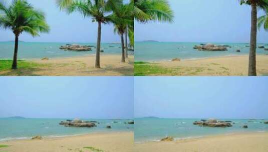 海南三亚 海边椰树沙滩 海滩度假高清在线视频素材下载
