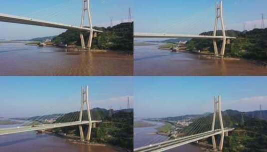 福州长门特大桥航拍桥墩上升高清在线视频素材下载