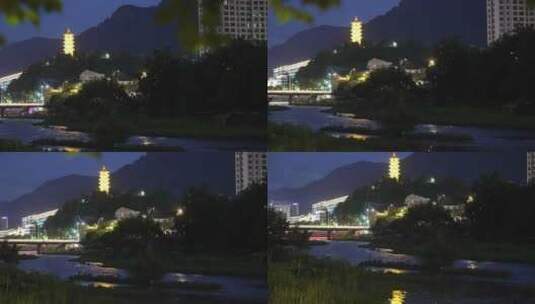 文成县河流夜景高清在线视频素材下载