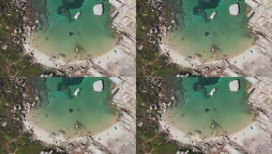白沙海滩蓝海海洋植被高清在线视频素材下载
