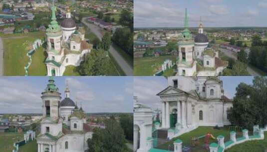 村庄里的古教堂高清在线视频素材下载