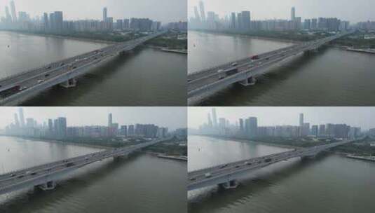 广州华南大桥交通航拍高清在线视频素材下载