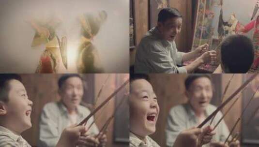 传统民间艺术皮影戏全家幸福生活高清在线视频素材下载