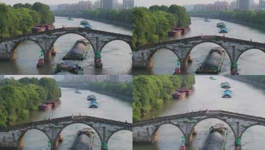 杭州拱墅区京杭大运河拱宸桥桥西历史街区高清在线视频素材下载