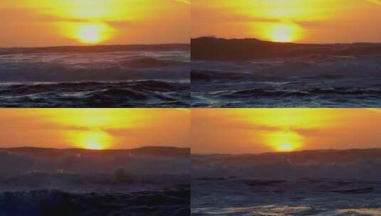 日落时的波浪高清在线视频素材下载