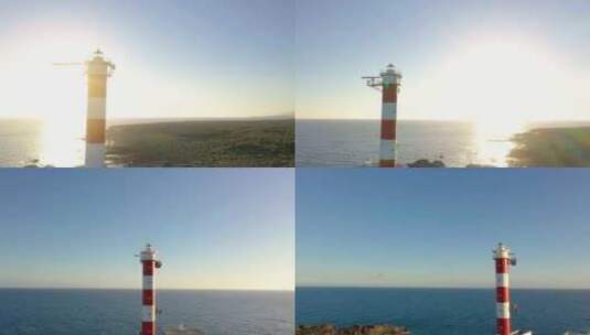 航拍海岸线的灯塔高清在线视频素材下载