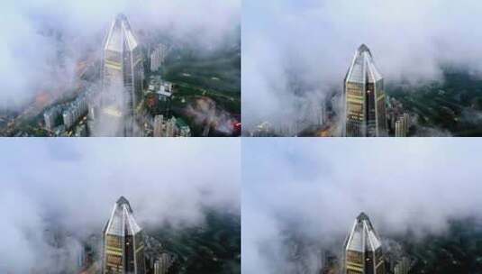 深圳平安大厦金融中心云海平流雾高清在线视频素材下载