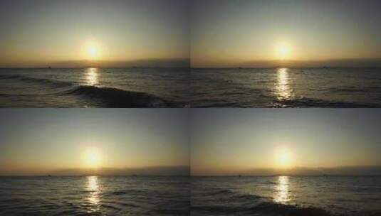 大海日出海面阳光海水波光粼粼太阳照射水面高清在线视频素材下载