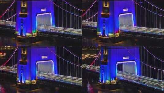 航拍扬州万福大桥夜景车流行驶空镜地标高清在线视频素材下载