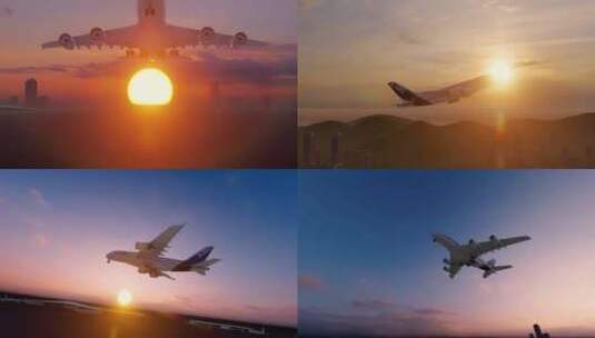 飞机从天空飞过 梦想起飞高清在线视频素材下载