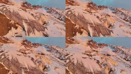 航拍川西横断山脉勒多曼因雪山日照金山风光高清在线视频素材下载