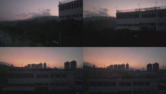 深圳清晨日出航拍高清在线视频素材下载