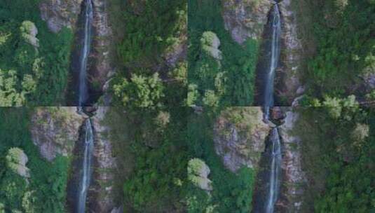 航拍森林瀑布生态高山流水自然景观高清在线视频素材下载