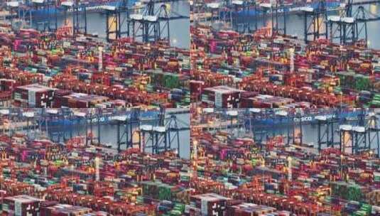 航拍深圳进出口物流运输集装箱码头盐田港高清在线视频素材下载