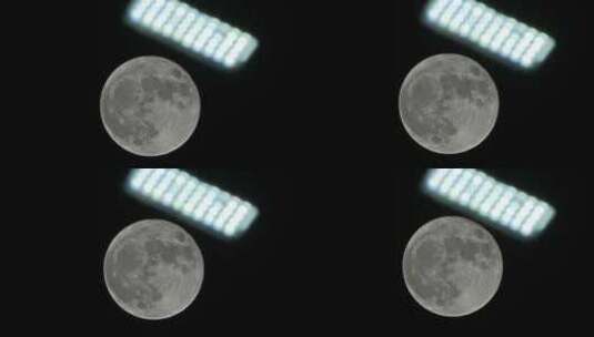 夜晚路灯下的月亮月球唯美安静高清在线视频素材下载