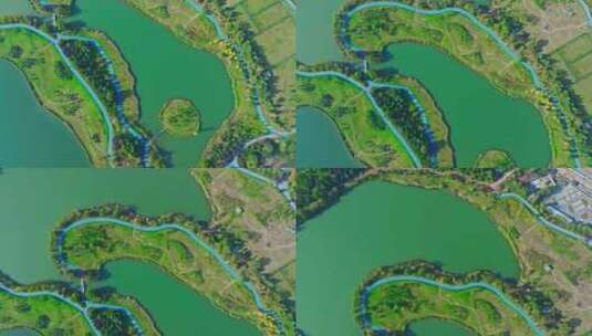 西安沣河运动公园秋景高清在线视频素材下载