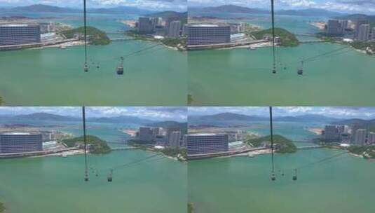 香港离岛大屿山索道缆车户外海洋城市天际线高清在线视频素材下载