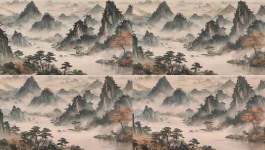 简约意境中国风山水画背景高清在线视频素材下载