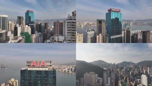 香港中环密集建筑航拍高清在线视频素材下载