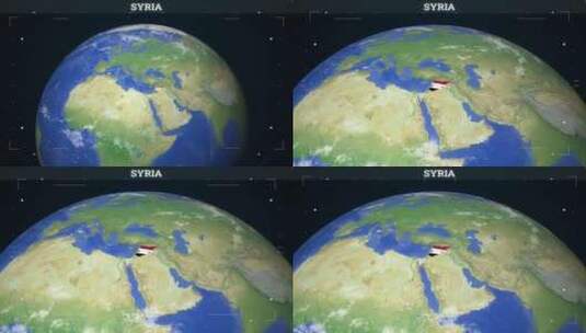 叙利亚地图来自地球与旗帜高清在线视频素材下载