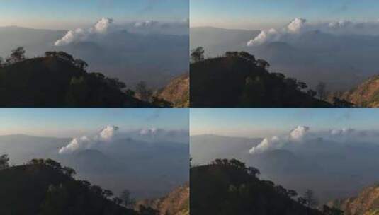 印尼爪哇岛布罗莫火山日出航拍自然风光高清在线视频素材下载