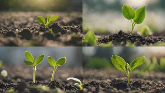 种子发芽大自然小草生命力植物幼苗绿色环保高清在线视频素材下载