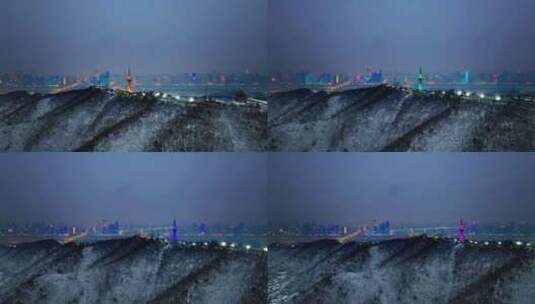 4k长沙岳麓山雪后夜景高清在线视频素材下载
