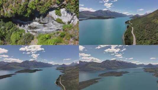 航拍新西兰格林诺奇河流自然美景高清在线视频素材下载
