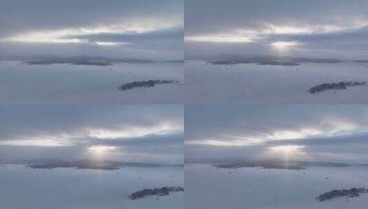 延时航拍呼伦贝尔雪域雪原暮色高清在线视频素材下载