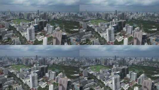 泰国曼谷城市伦披尼公园高楼建筑航拍风光高清在线视频素材下载