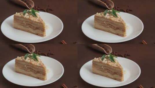 一块美味的蛋糕特写高清在线视频素材下载
