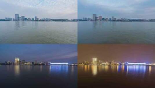 上海梅赛德斯 奔驰文化中心 日转夜延时高清在线视频素材下载