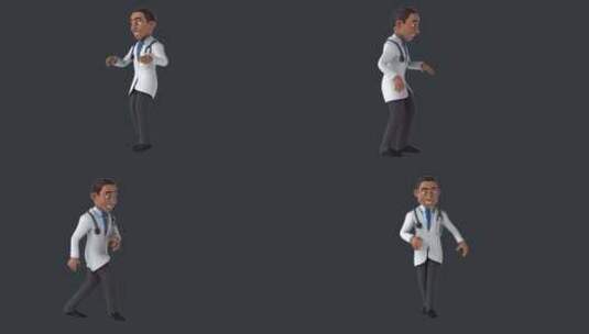 有趣的3D卡通医生跳舞（带alpha通道高清在线视频素材下载
