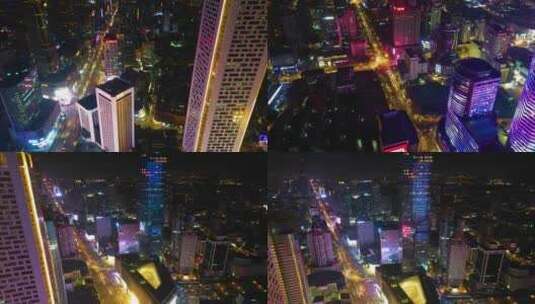 南京市玄武区车流夜景航拍延时高清在线视频素材下载
