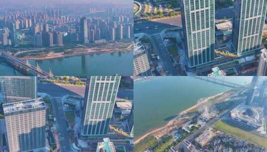 江西南昌赣江高楼大厦航拍城市风景红谷滩新高清在线视频素材下载