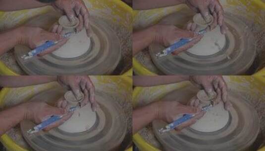 慢镜头升格江西景德镇手工陶瓷工艺品制作高清在线视频素材下载