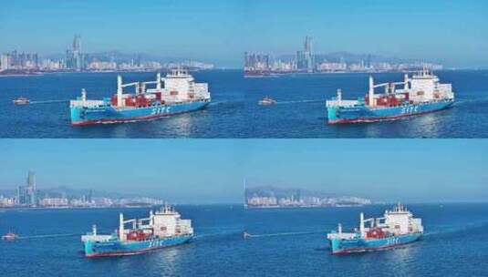 轮船集装箱船货轮航拍高清在线视频素材下载