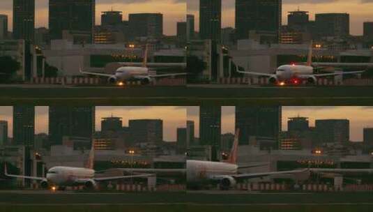 旅行飞机在城市机场起飞降落高清在线视频素材下载