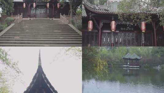 成都棠湖公园传统古建筑高清在线视频素材下载