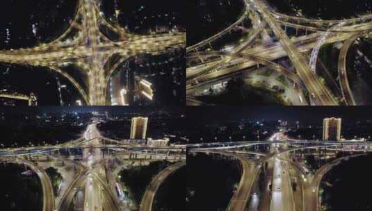 南京_南京双桥门立交夜景航拍003高清在线视频素材下载