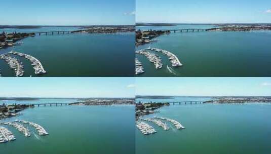 天线：无人机向后拉，露出新南威尔士州悉尼高清在线视频素材下载