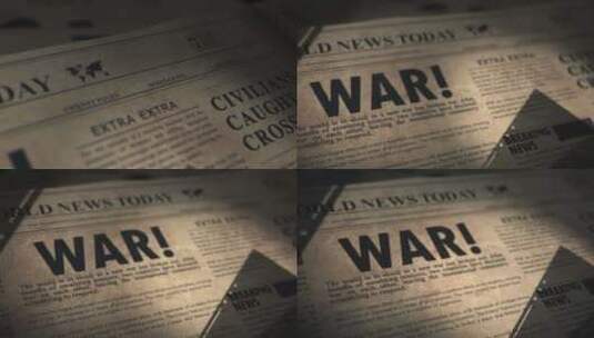 印刷新闻编辑部档案中的旧复古报纸中的战争高清在线视频素材下载