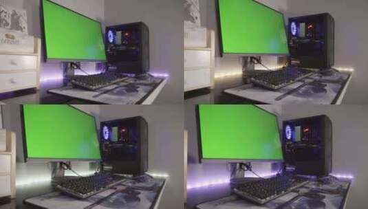 电脑主机桌面绿幕高清在线视频素材下载