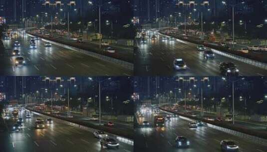 【正版素材】公路车流大城市入夜高清在线视频素材下载