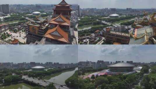广西玉林城市体育馆航拍高清在线视频素材下载