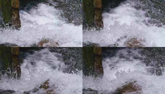 河边流水河流河水小溪山泉泉水流体液体水流高清在线视频素材下载