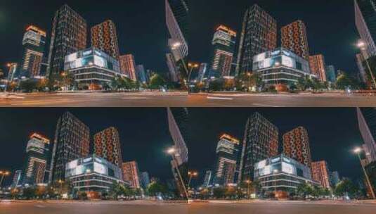 城市CBD建筑群与车流夜景延时-广西柳州高清在线视频素材下载