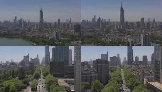 4K 2024春日南京中央路城市天际线高清在线视频素材下载