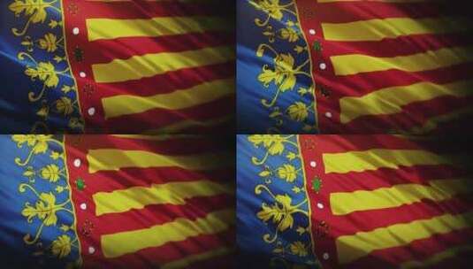 挥舞的瓦伦西亚国旗-西班牙高清在线视频素材下载