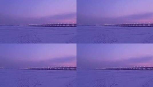 冬季雪天晚霞高清在线视频素材下载